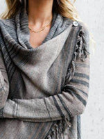 Fringe Long Sleeve Wrap Cardigan