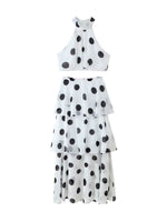 Polka Dot Sleeveless Top and Layered Skirt Set