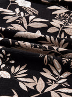 3/4 Sleeve Botanical Print Split Neck Loose Mini Dress