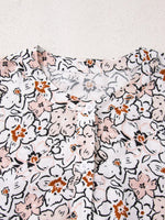 Floral Print Frilled Puff Sleeve Button Down Shirt