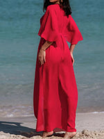 Solid Color Flutter Sleeve Cover-Up
