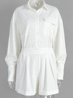 Casual Button Front Long Sleeve Romper