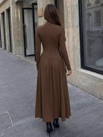 Mock Neck Long Sleeve Midi Dress