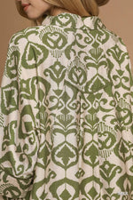 Umgee Abstract Print Button-Up Oversized Shirt