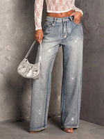 Rhinestone Wide-Leg Jeans
