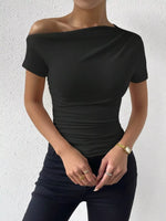 Single Shoulder Short Sleeve T-Shirt