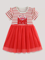 Children's Striped Short Sleeve Tulle Dress