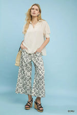 Umgee Seersucker Puff Sleeve Blouse