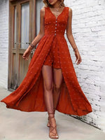 V-Neck Sleeveless Dress and Shorts Set