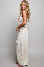POL Patchwork Mixed Knit Wide Leg Pants