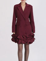 Ruffle Hem Double-Breasted Blazer Dress