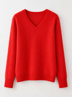 V-Neck Solid Color Sweater