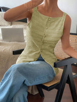 Textured Button-Front Tank