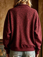 Leopard Half Zip Oversized Sweatshirt