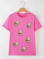 Santa Claus Deliver Gifts Sequin Short Sleeve Tee