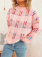 Colorful Round Neck Long Sleeve Sweater