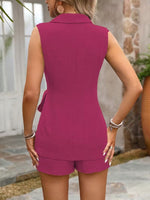 Sleeveless Blazer & Shorts Set with Tie Waist