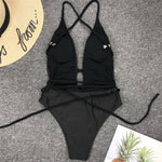 New 2025 Sexy Deep V Neck Wrap Around Female Swimwear One Piece Swimsuit Women Backless Monokini High Cut Bathing Suit Swim Lady