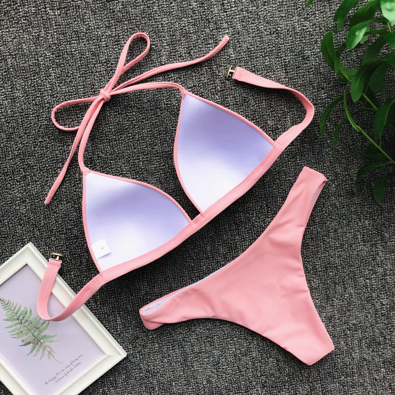 Sexy Halter Push Up Bra Cup Bikini 2025 Women Swimsuit Female Swimwear Two Pieces Bikini set Brazilian Bathing Suit Swim Beach