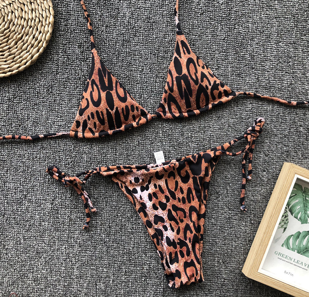 Sexy Leopard Bikini 2025 Halter Swimsuit Women String Swimwear Female Micro Bikini Set Brazilian Bathing Suit Push Up Swim Wear