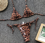 Sexy Leopard Bikini 2025 Halter Swimsuit Women String Swimwear Female Micro Bikini Set Brazilian Bathing Suit Push Up Swim Wear