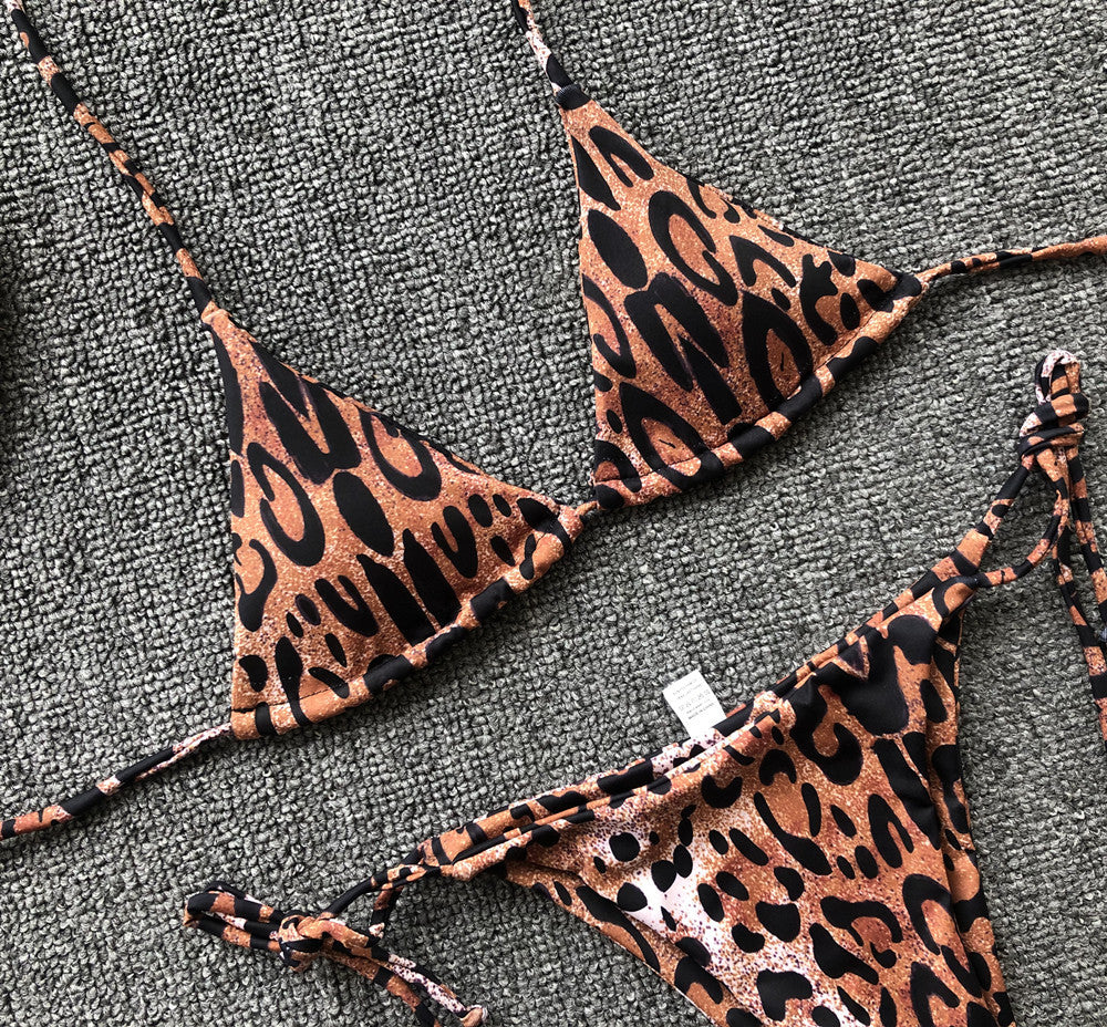 Sexy Leopard Bikini 2025 Halter Swimsuit Women String Swimwear Female Micro Bikini Set Brazilian Bathing Suit Push Up Swim Wear