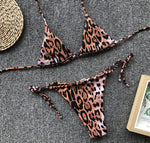 Sexy Leopard Bikini 2025 Halter Swimsuit Women String Swimwear Female Micro Bikini Set Brazilian Bathing Suit Push Up Swim Wear