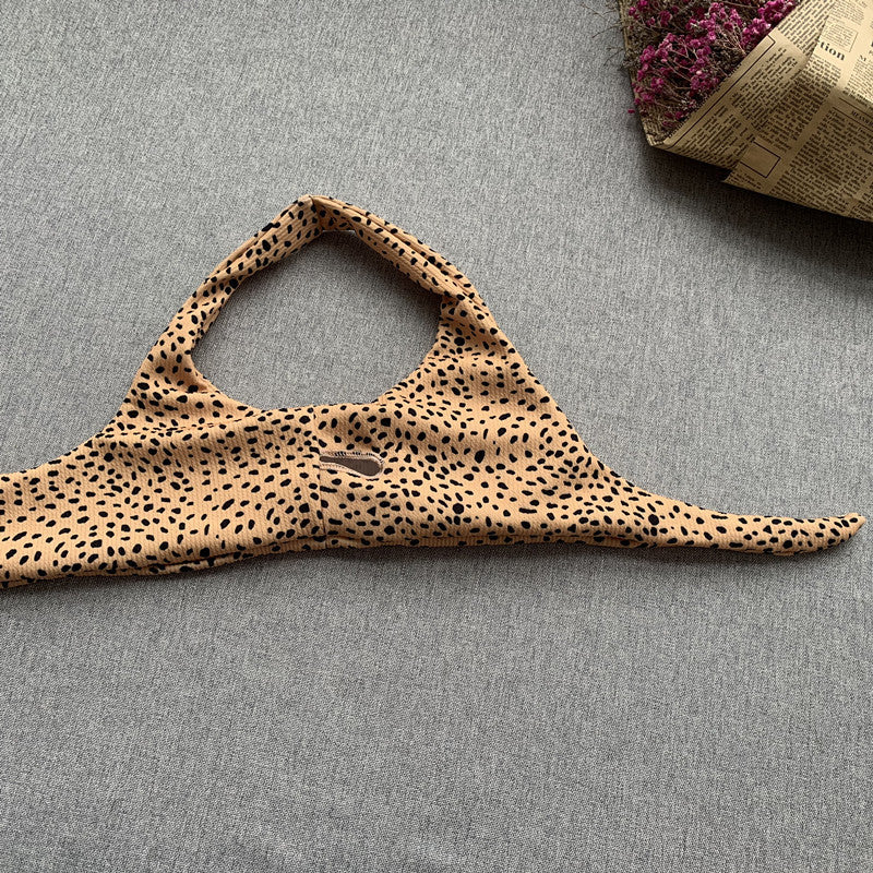 Ribbed Polka Dot Bikinis V-Bar Underwired Bikini Women Swimwear Female Swimsuit Two Pieces Bikini Set High Cut Bathing Suit Swim