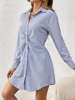 Striped Button-Up Shirt Dress