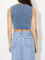 Button-Up Sleeveless Denim Vest