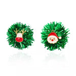 Christmas Asymmetrical Tinsel Ball Earrings