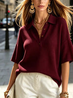 Half Button Waffle Knit Polo Shirt