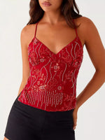 Floral Lace Up Back V-Neck Cami