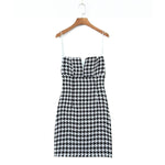 Fall Women Clothing Houndstooth Knitted All Matching V neck Strap Dress