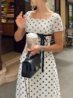 Polka Dot Square Neck Top and Skirt Set