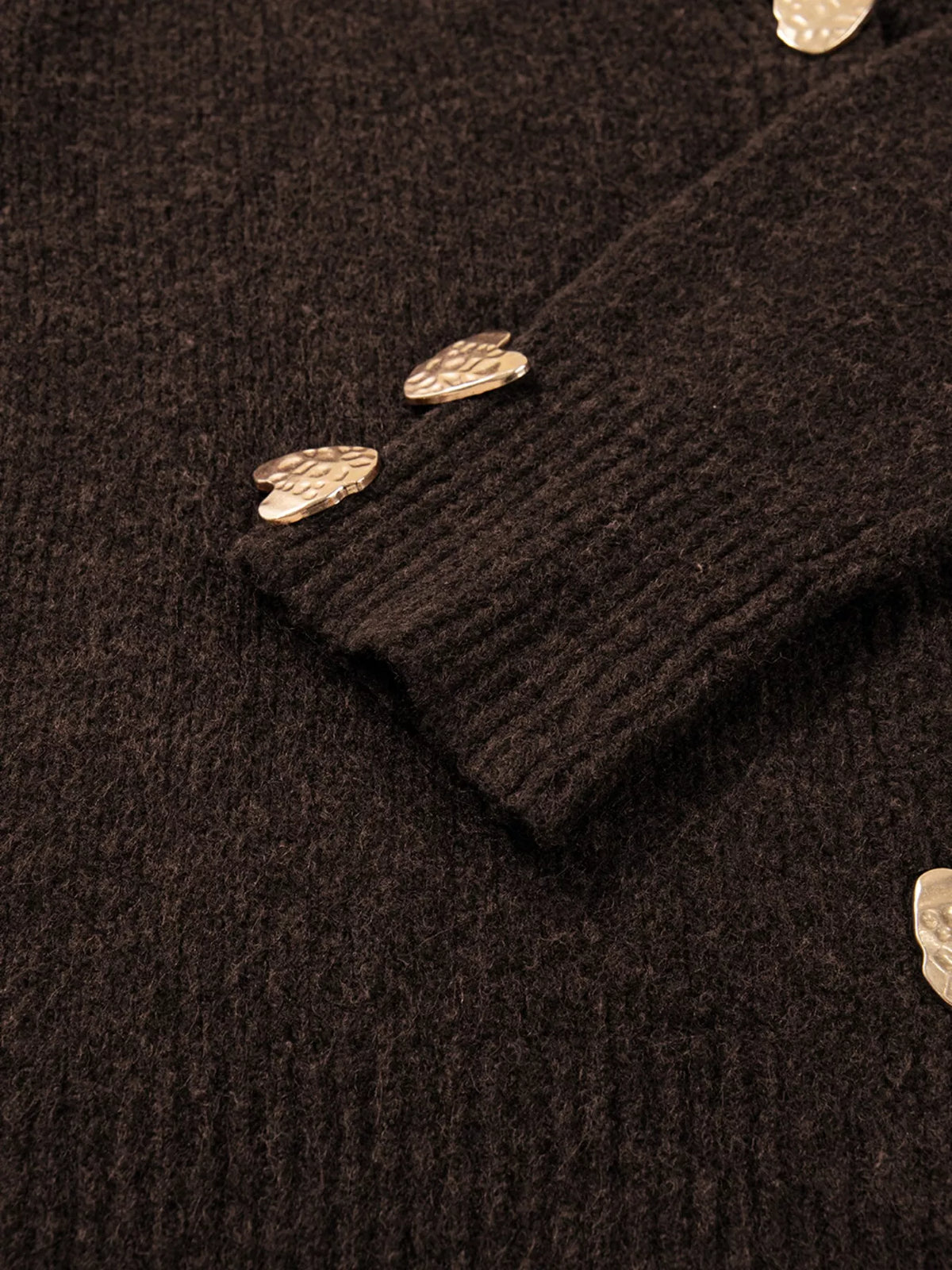 Heart Metal Button V Neck Cardigan Sweater