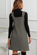 Houndstooth V-Neck Sleeveless Mini Dress