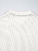 Waffle Knit Button Detail Top
