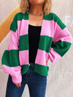 Color Block Open Front Cardigan