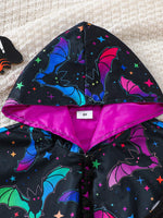 Children's Halloween Bat Print Hooded Cape and Tulle Dress Set