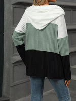 Color Block Half Zip Hooded Top