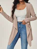 Ribbed Knit Open Front Cardigan