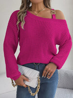 Asymmetrical Neck Long Sleeve Sweater