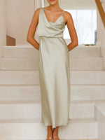 Satin Asymmetrical Midi Dress