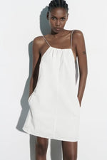 Summer Women Clothing Sexy Halter White Nylon Short Dress