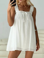 Frill Square Neck Mini Dress