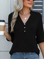 Full Size Notched Flounce Sleeve Blouse Plus Size