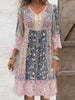 Full Size Floral Lace Trim V-Neck Dress Plus Size