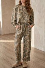 Abstract Print Long Sleeve Pant Set