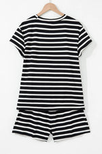 Striped Short Sleeve Top and Shorts Set